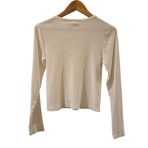 Maeve Anthropologie Ribbed Cropped Long Sleeve Crewneck Casual Top Large - Picture 2 of 7